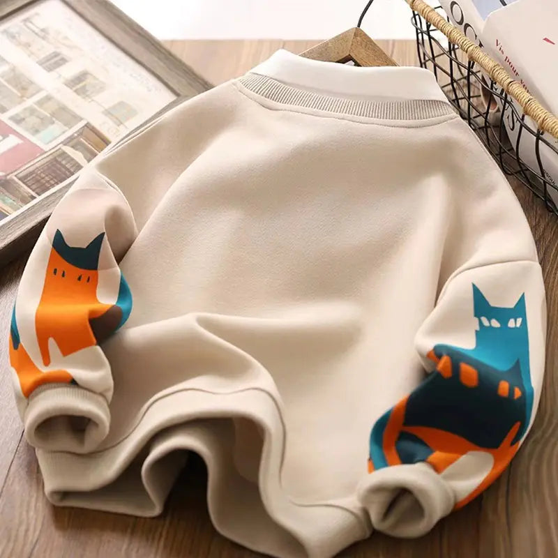 Boys Cartoon Hoodies Long Sleeve Sports Top for Kids