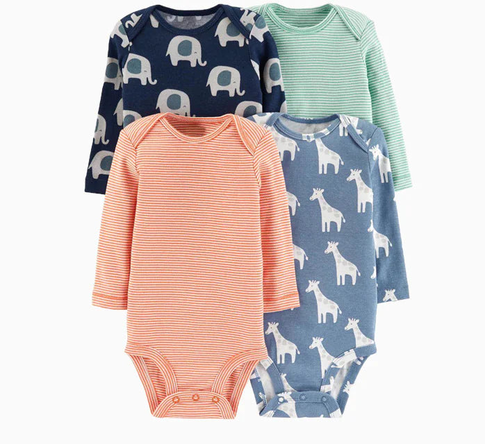 4-Piece Long Sleeve Baby Bodysuit Set for Spring/Fall