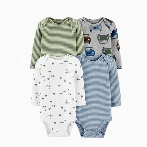 4-Piece Long Sleeve Baby Bodysuit Set for Spring/Fall