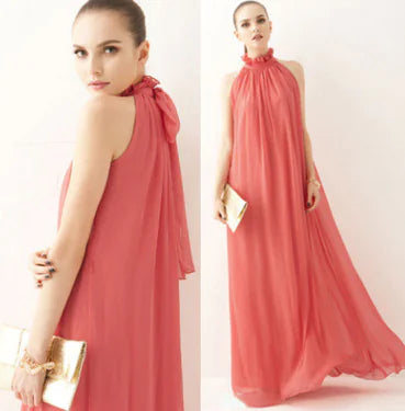 Bohemian Halter Neck Maxi Chiffon Beach Dress
