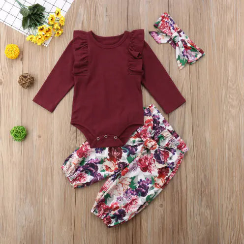 Floral Style 3-Piece Set for Kids with Headband